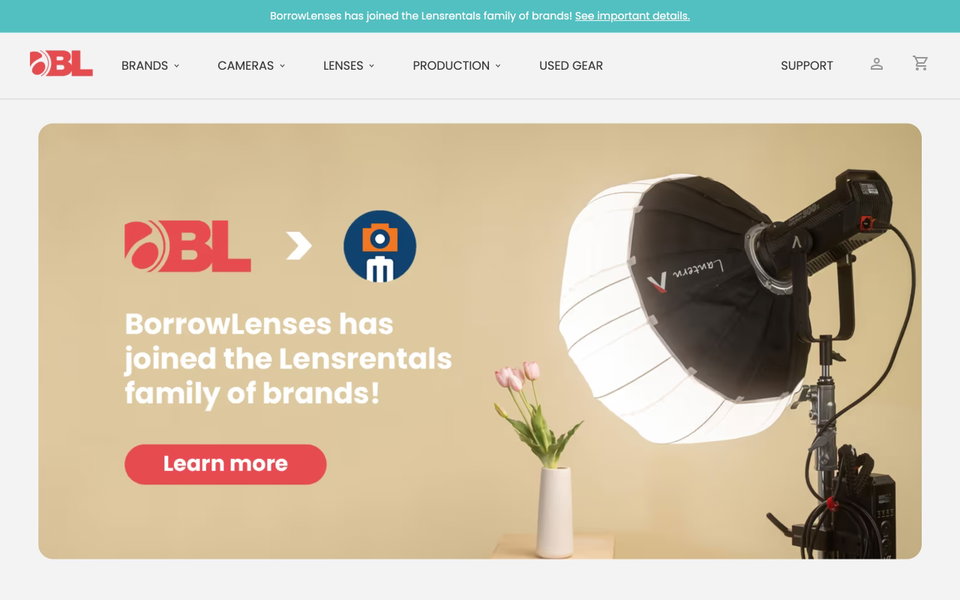 BorrowLenses website