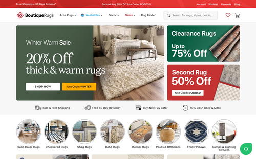 Boutique Rugs website screenshot