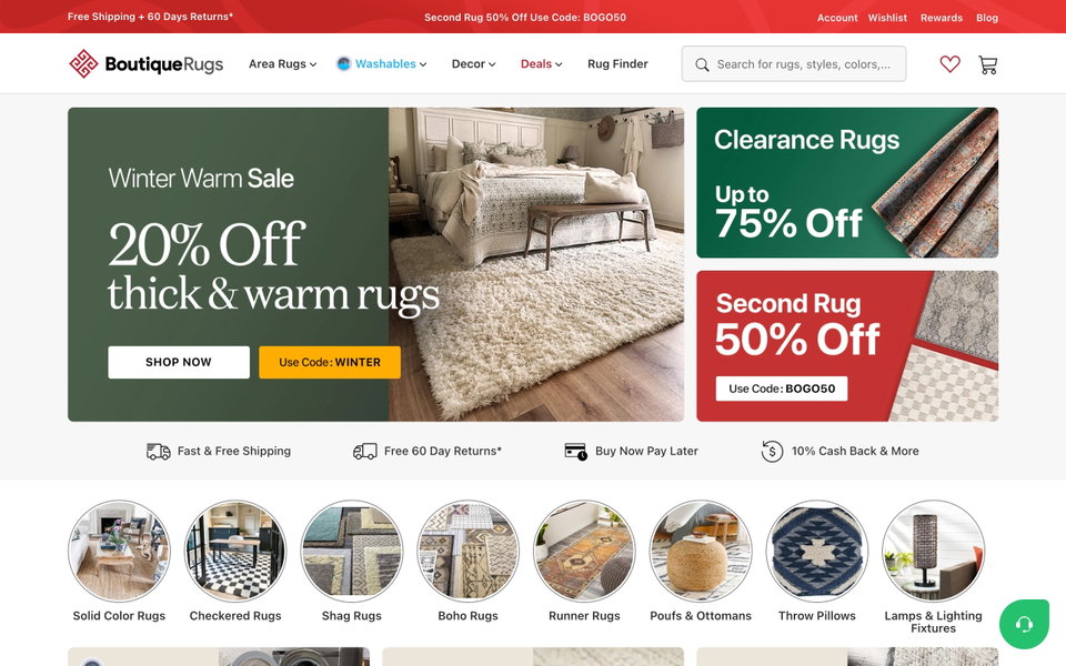 Boutique Rugs website