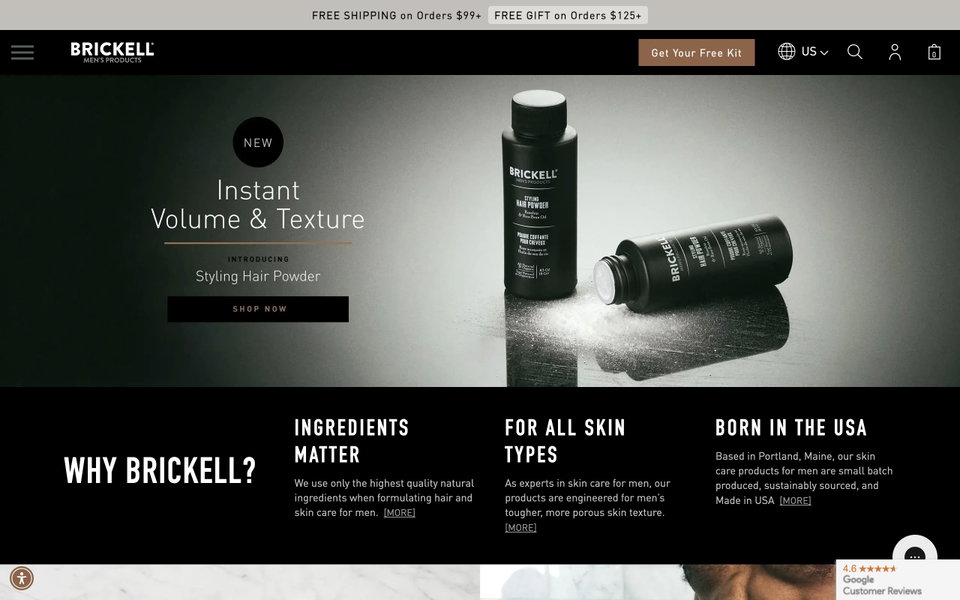 Brickell Men's Products website