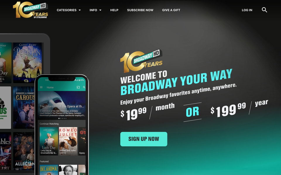 BroadwayHD website
