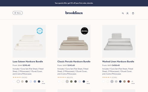 Brooklinen website screenshot