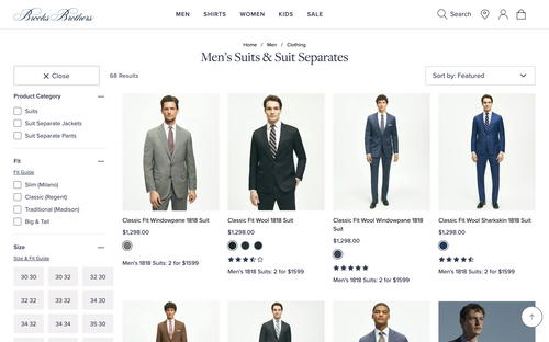 Brooks Brothers website screenshot