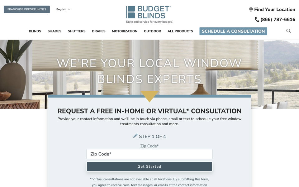 Budget Blinds website