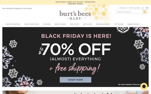 Burt's Bees Baby website screenshot