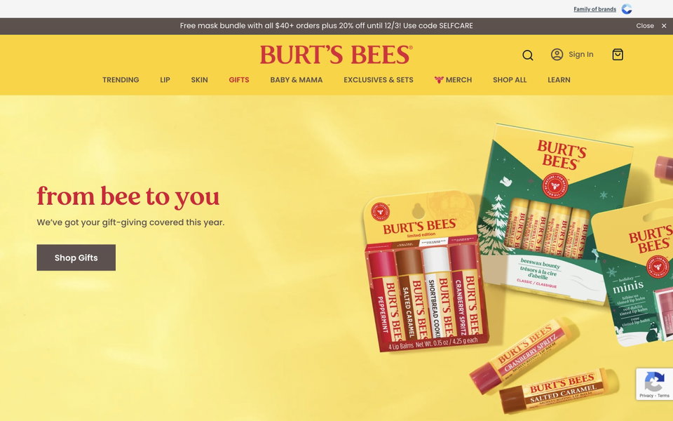Burt's Bees website