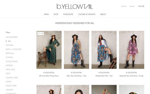 B.YELLOWTAIL website screenshot