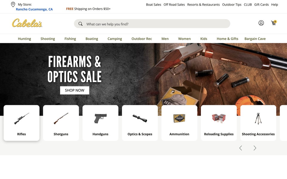 Cabela's website
