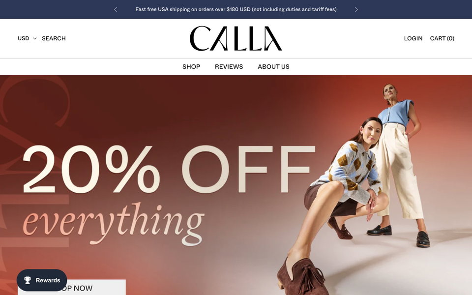 Calla Shoes website