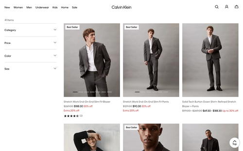 Calvin Klein website screenshot