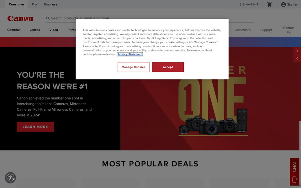 Canon USA website