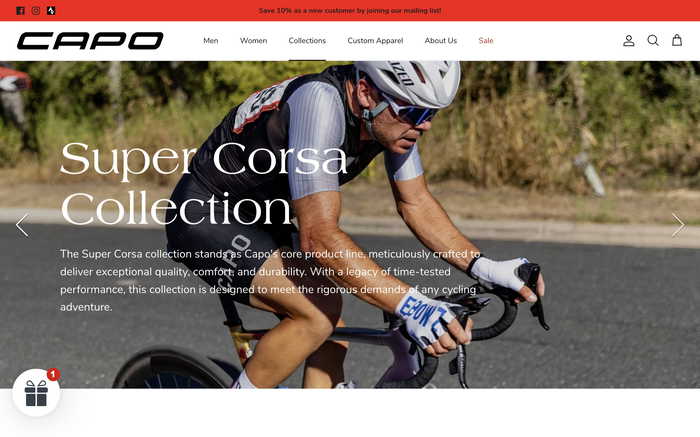 Capo Cycling Apparel screenshot