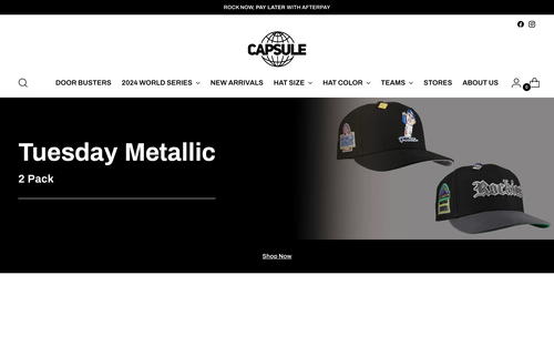 Capsule Hats website screenshot