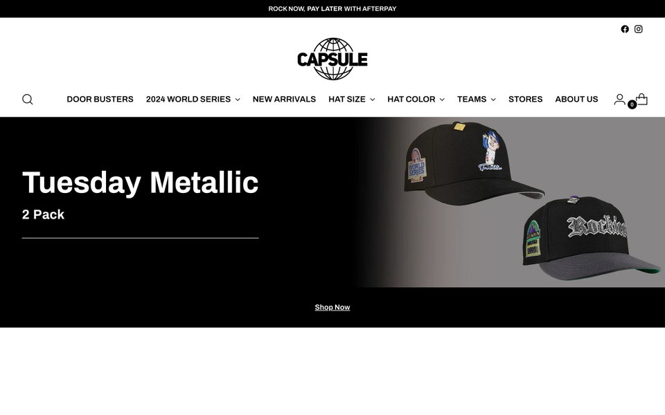 Capsule Hats website