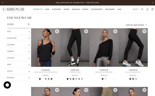 Carbon38 website screenshot