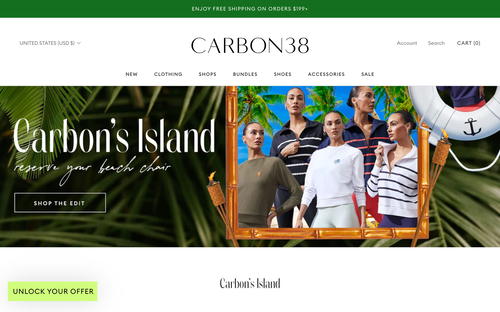 Carbon38 website screenshot