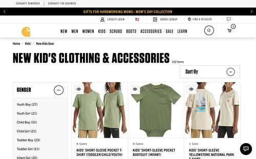 Carhartt website screenshot