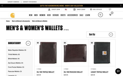 Carhartt website screenshot