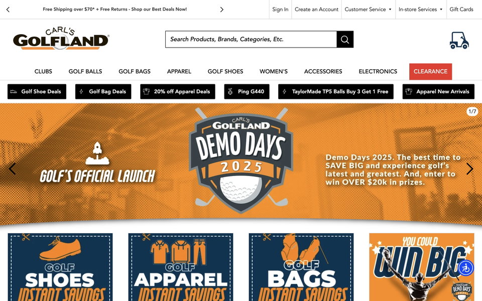 Carl's Golfland website