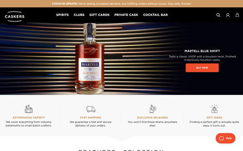 Caskers website screenshot