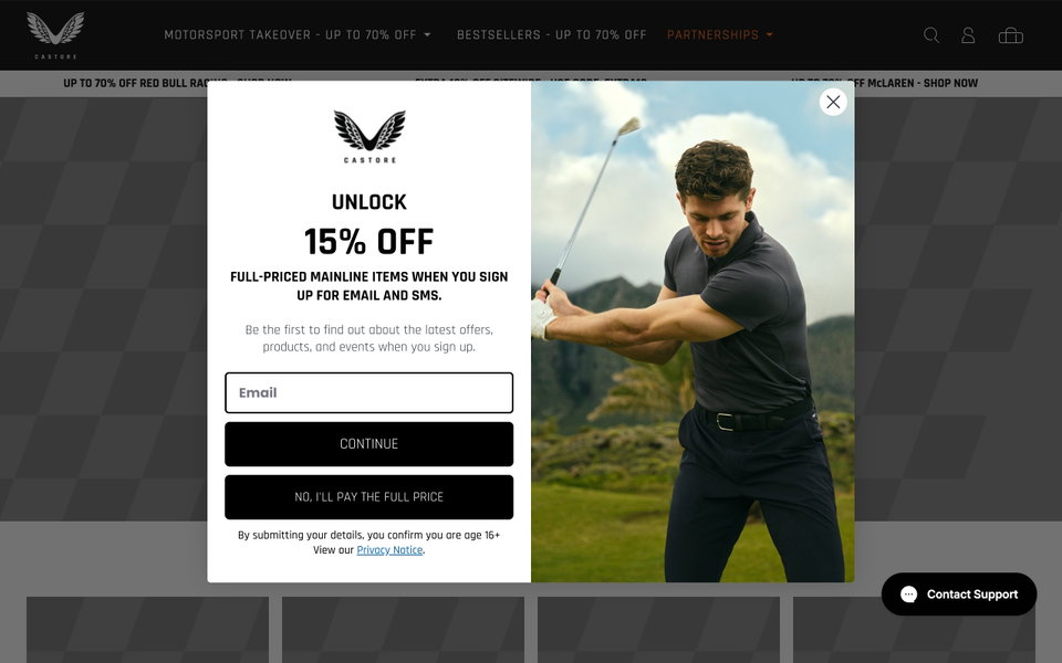 Castore website
