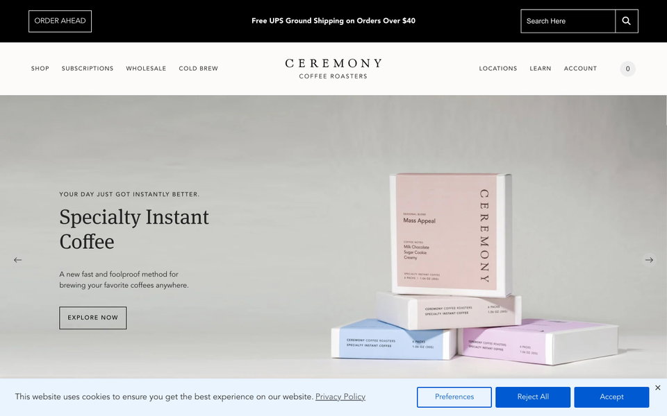 Ceremony Coffee Roasters website