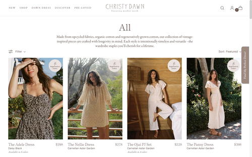 Christy Dawn website screenshot