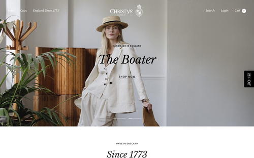 Christys' Hats website screenshot