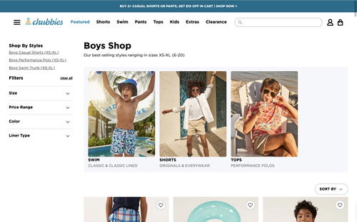Chubbies website screenshot
