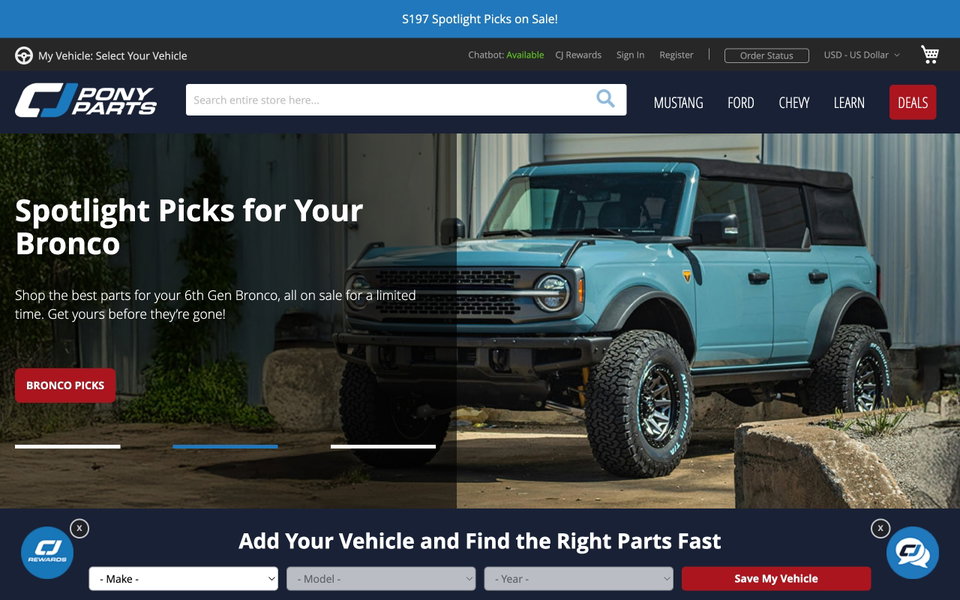 CJ Pony Parts website