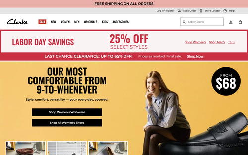 Clarks website screenshot