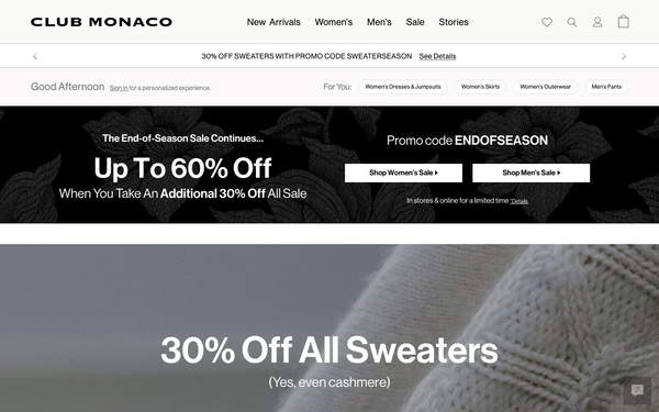 Club Monaco screenshot
