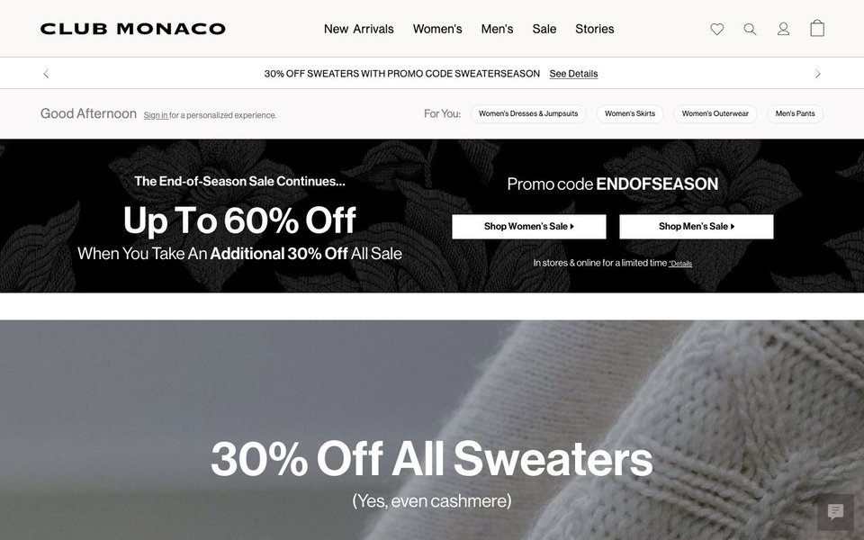 Club Monaco website