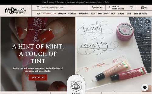 C.O. Bigelow Apothecaries website screenshot