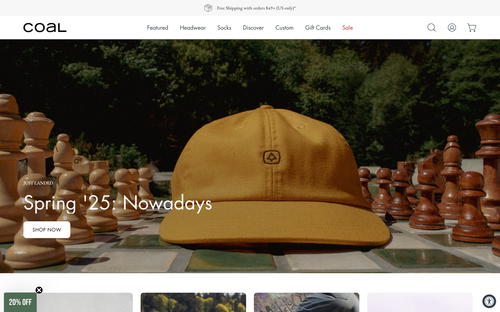 Coal Headwear website screenshot