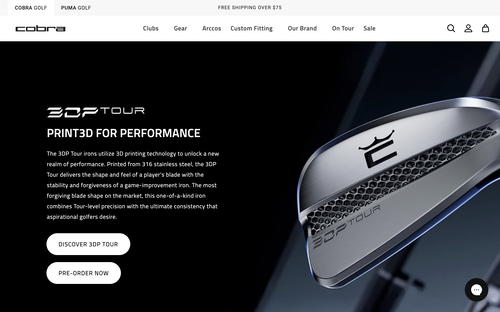 Cobra Golf website screenshot
