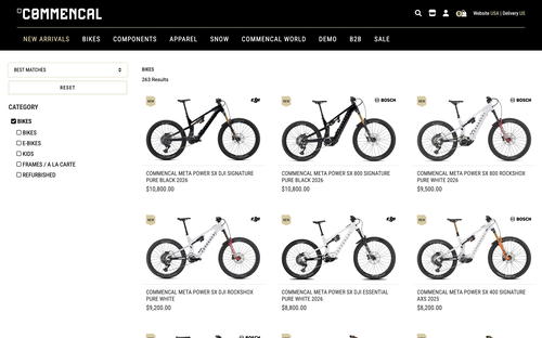 COMMENCAL website screenshot
