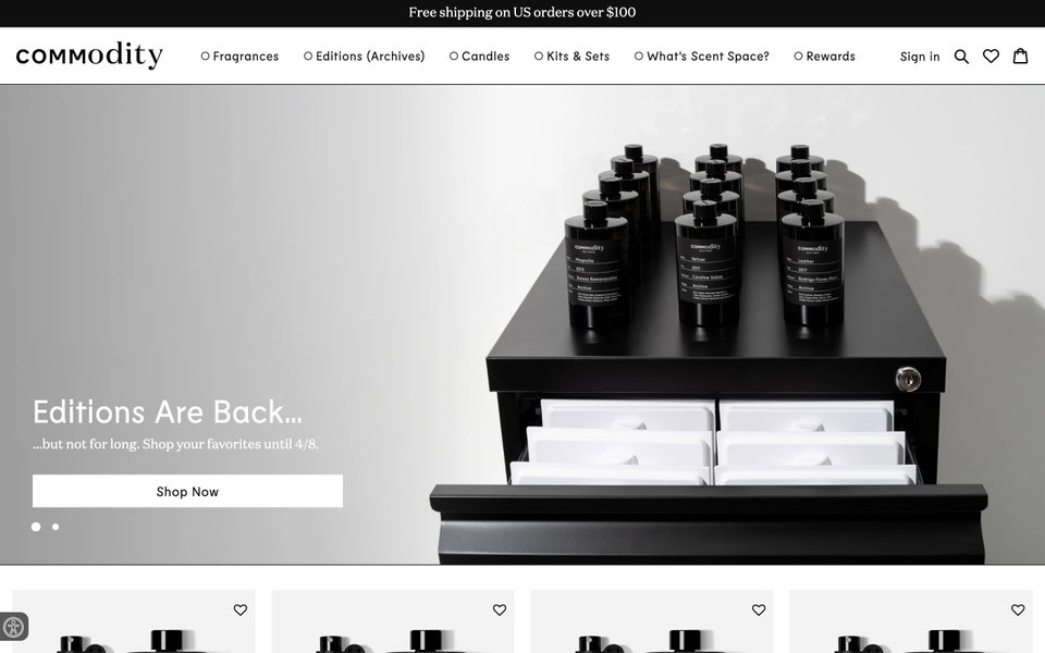 Commodity Fragrances website
