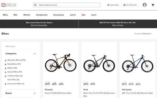 Competitive Cyclist website screenshot