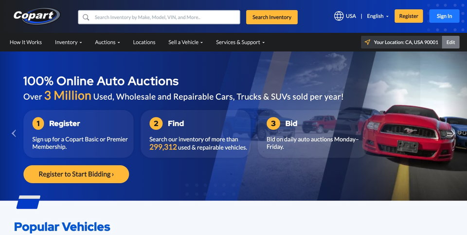 Copart website