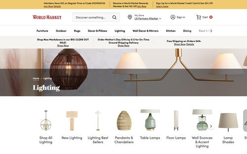 World Market website screenshot