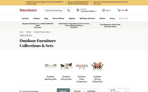 World Market website screenshot