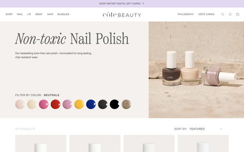 Côte Beauty website screenshot