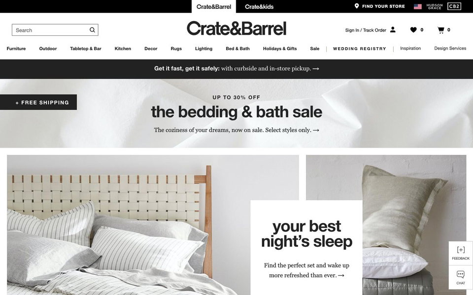 Crate and Barrel website