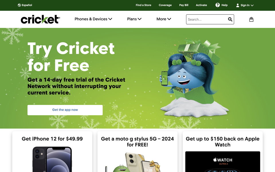 Cricket Wireless website