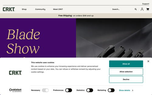 CRKT (Columbia River Knife & Tool) website screenshot