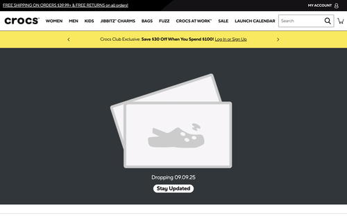 Crocs website screenshot