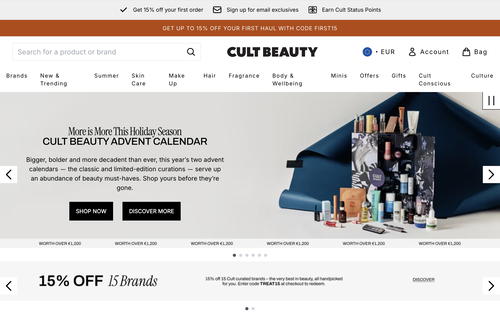 Cult Beauty website screenshot