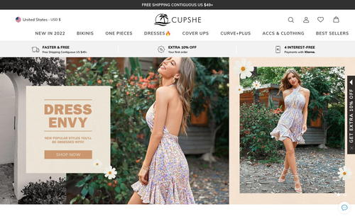 Cupshe website screenshot