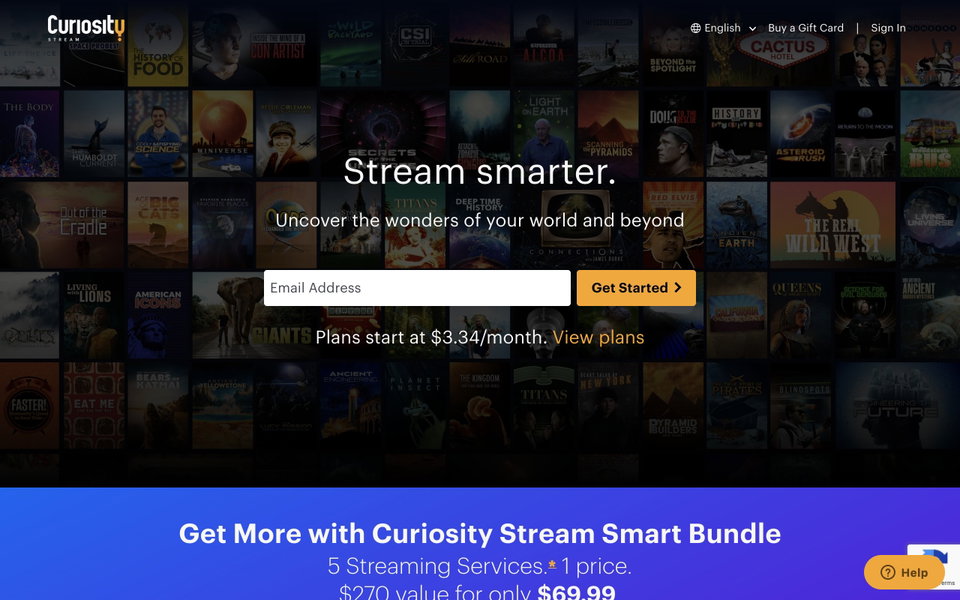 Curiosity Stream website